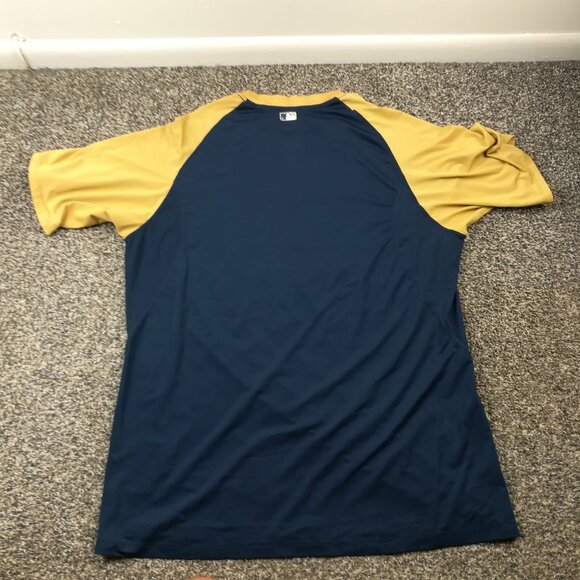 Team Issued Milwaukee Brewers Shirt Nike Center Swoosh Pro Combat Mens XL Fitted - Picture 7 of 11